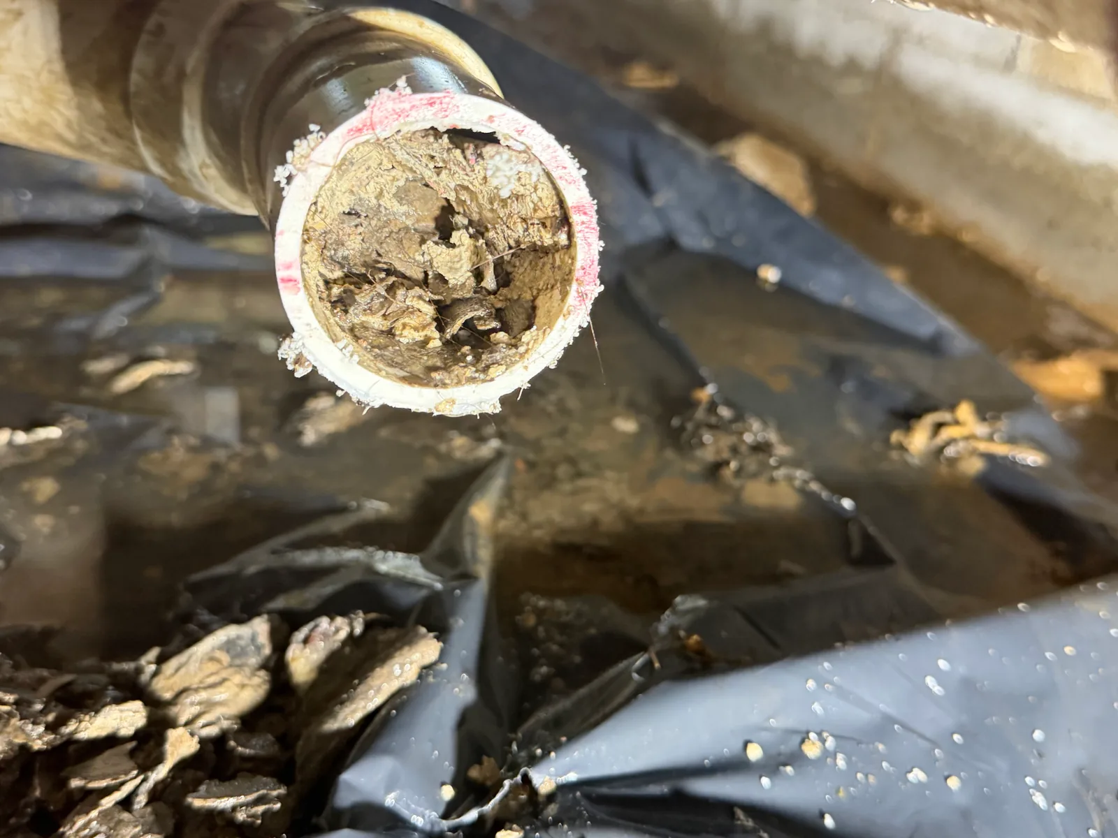 Drain pipe packed with grease and sludge, hydro jetting